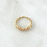 Anillo Corona 15s Pattek 2.55gr / T6 1/2 / Circones Blancos Rosados Oro Amarillo 18K