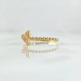 Anillo Esferas Corazon 2.1gr / T6 1/2 / Circones Lilas Oro Amarillo 18K *