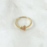 Anillo Esferas Corazon 2.1gr / T6 1/2 / Circones Lilas Oro Amarillo 18K *