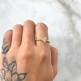 Anillo Esferas Corazon 2.1gr / T6 1/2 / Circones Lilas Oro Amarillo 18K *
