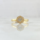 Anillo Halo Hexagonal 1.65gr / T6 / Circones Blancos Tornasol Oro Amarillo 18K *