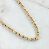 Cadena Rustica Burbujas 92.95gr / 65cm / 5.2mm Circones Azules Verdes Fucsias Oro Amarillo 18K ©