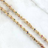 Cadena Rustica Burbujas 92.95gr / 65cm / 5.2mm Circones Azules Verdes Fucsias Oro Amarillo 18K ©