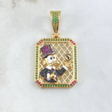Dije Placa Pato Dinero 12.7gr / 4.5cm / Circones Verdes Fucsias Negros Oro Amarillo 18K ©