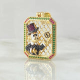Dije Placa Pato Dinero 12.7gr / 4.5cm / Circones Verdes Fucsias Negros Oro Amarillo 18K ©