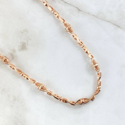 Cadena Rustica Dubai Entorchada 56.25gr / 60cm / 4mm Oro Rosa 18K ©