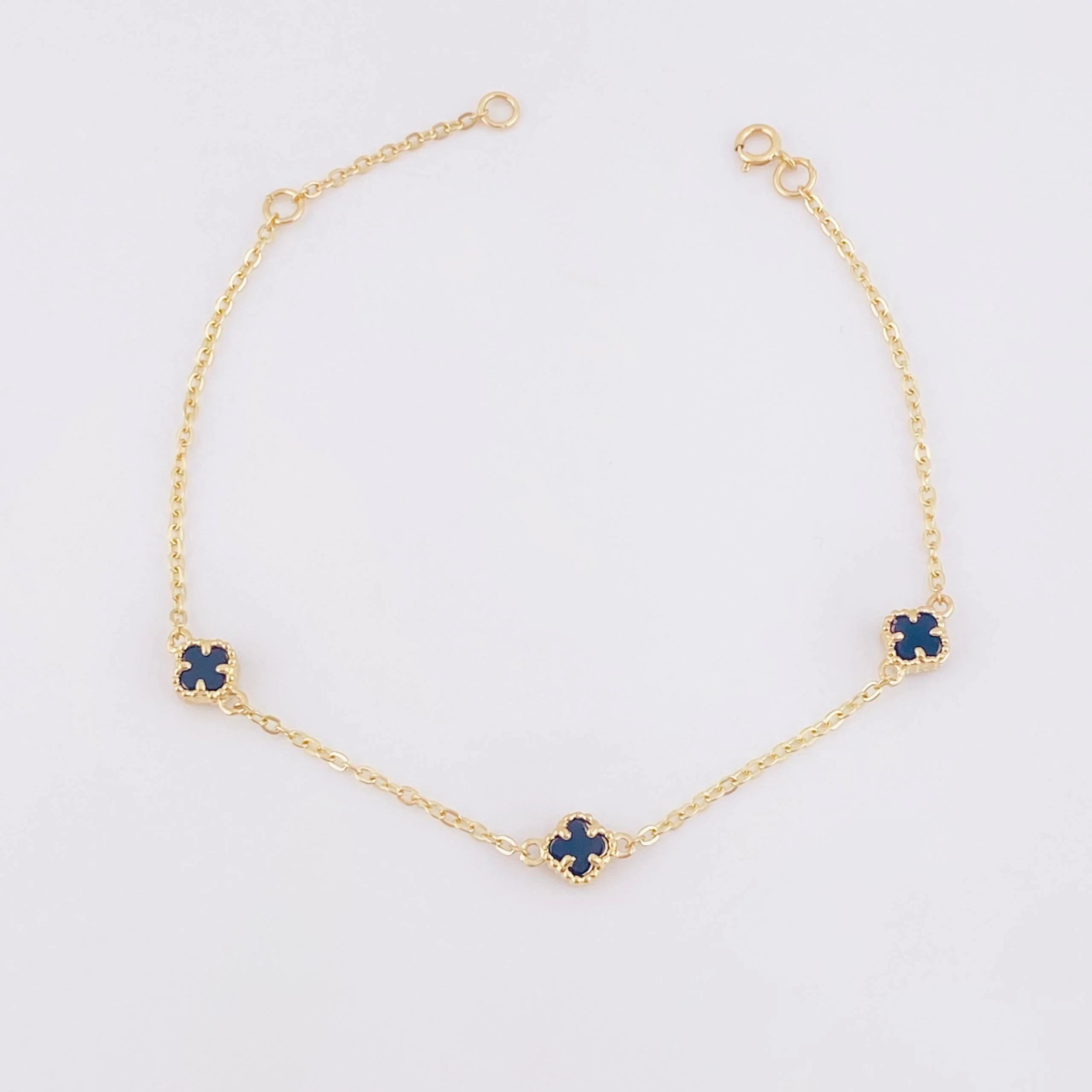 Pulso Modulable Trebol Onix Negro 2.3 g / 18.2 cm - 16.5 cm / 0.54 mm Oro Amarillo 18K