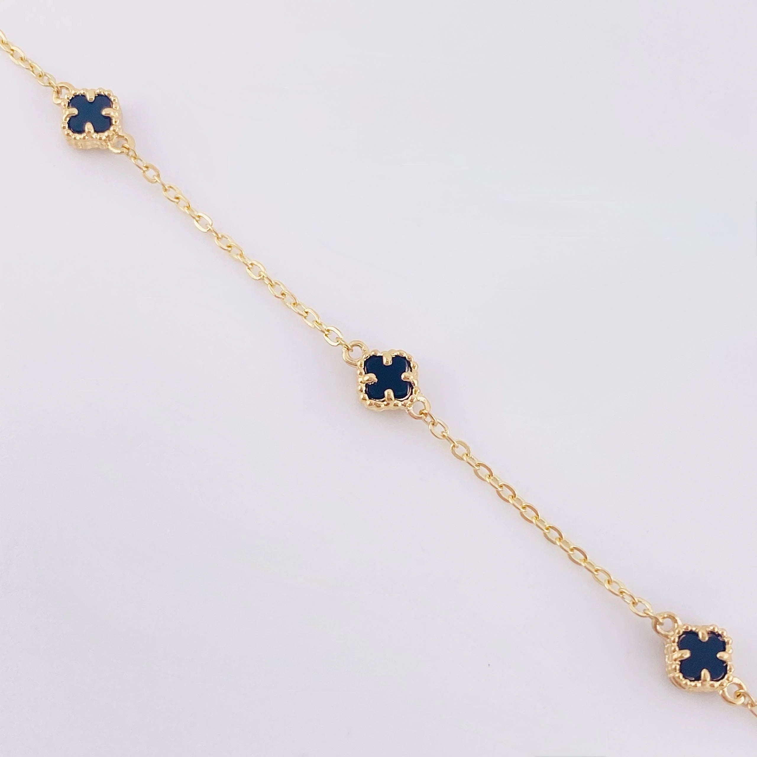 Pulso Modulable Trebol Onix Negro 2.3 g / 18.2 cm - 16.5 cm / 0.54 mm Oro Amarillo 18K