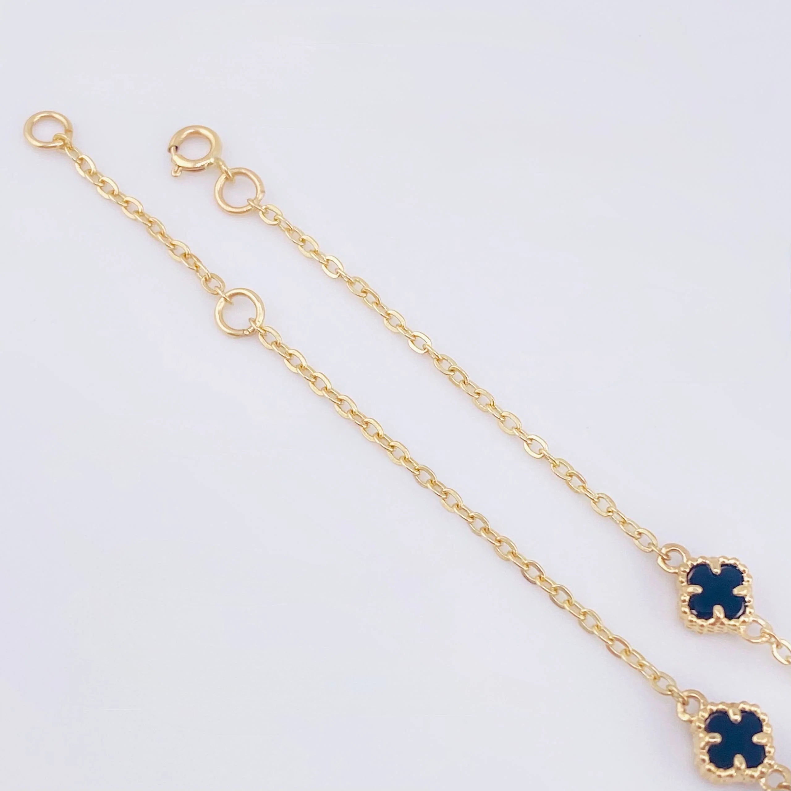 Pulso Modulable Trebol Onix Negro 2.3 g / 18.2 cm - 16.5 cm / 0.54 mm Oro Amarillo 18K