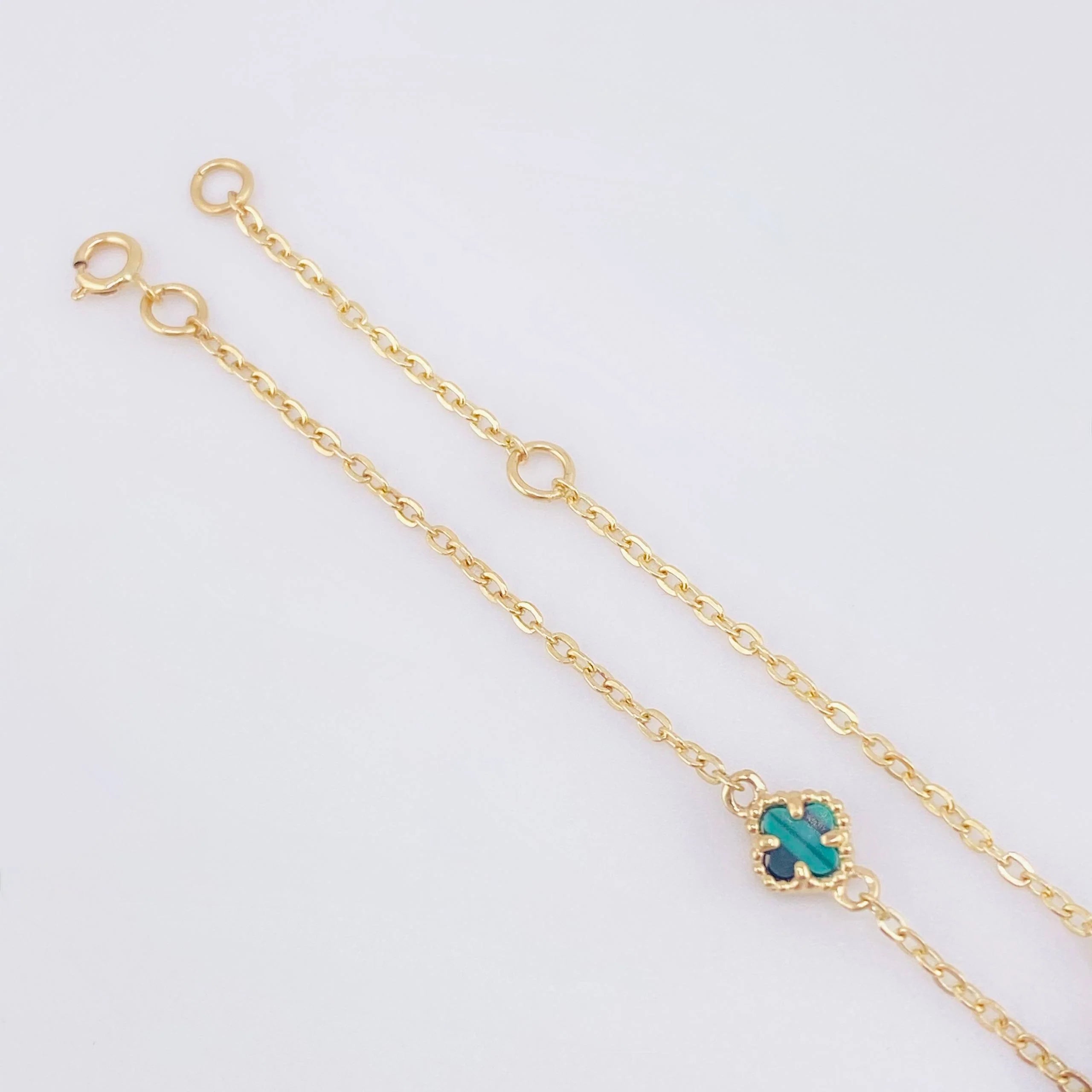 Pulso Modulable Trebol Malaquita Verde 2.15 g / 17 cm - 15.06 cm / 1.36 mm Oro Amarillo 18K