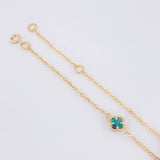 Pulso Trebol Malaquita 2.85gr / 18.5cm / 1mm Oro Amarillo 18K