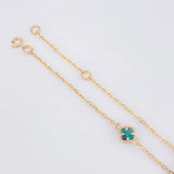 Pulso Modulable Trebol Malaquita Verde 2.15 g / 17 cm - 15.06 cm / 1.36 mm Oro Amarillo 18K
