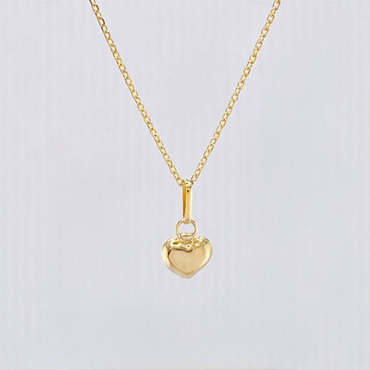 Set Cadena y Dije Aro Seguido + Corazon 0.7gr / 45cm / 0.9mm Oro Amarillo 18K (Oferta) *