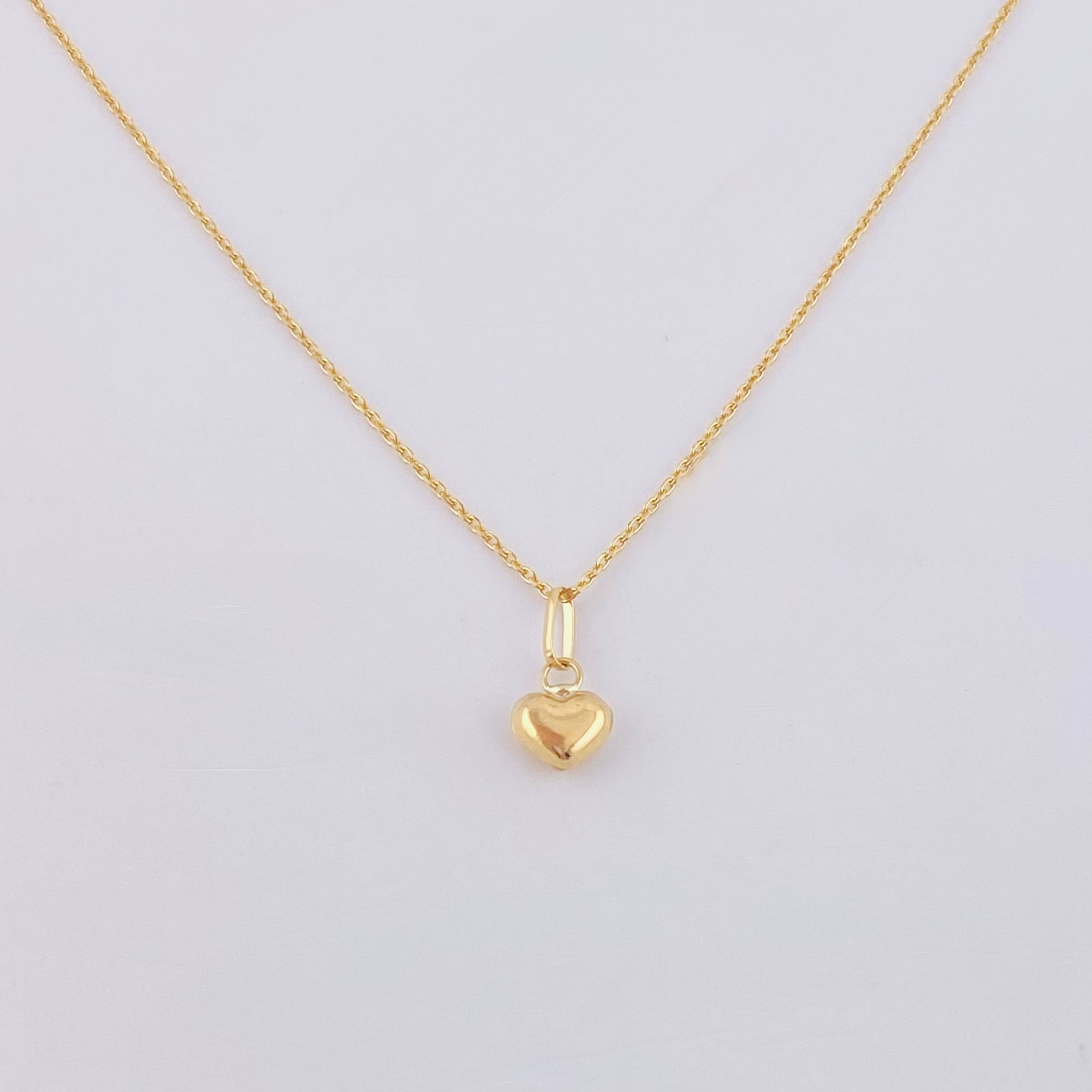 Set Cadena y Dije Aro Seguido + Dije Corazon 0.95gr / 45cm / 0.6mm Oro Amarillo 18K (Oferta)