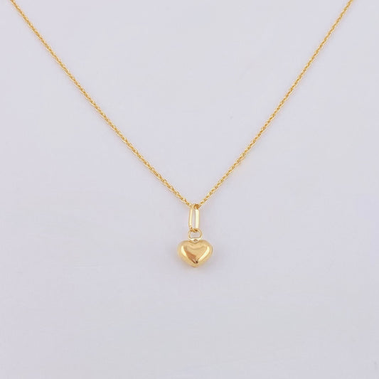 Set Cadena y Dije Aro Seguido + Dije Corazon 0.95gr / 45cm / 0.6mm Oro Amarillo 18K (Oferta)