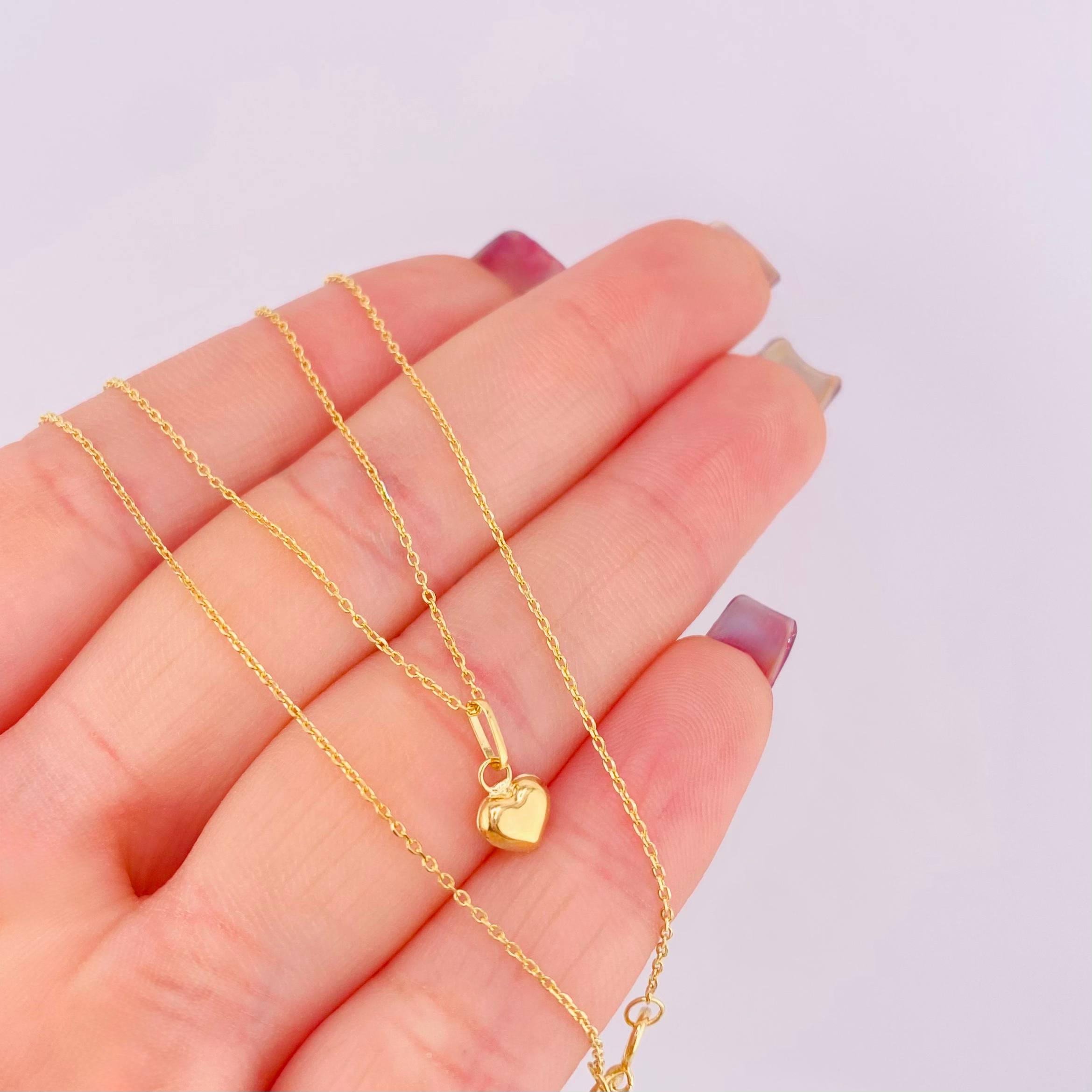 Set Cadena Aro Seguido + Dije Corazón / 0,9gr / 45.2 cm Oro Amarillo 18K
