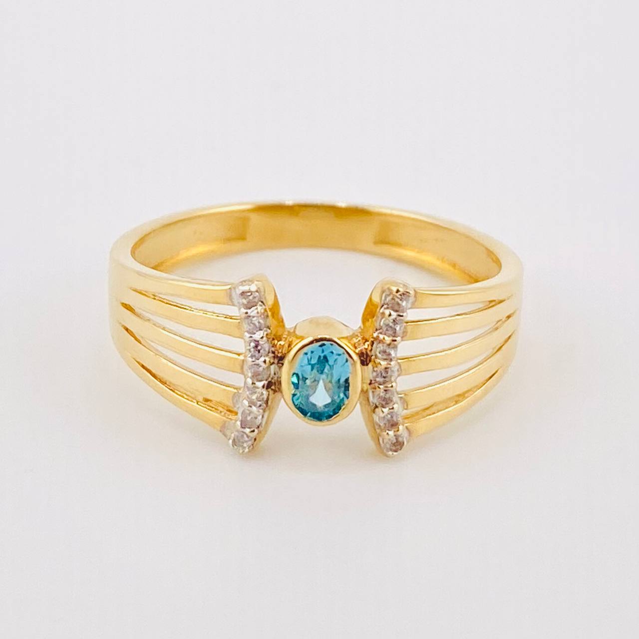 Anillo Lyra Puente Estrellas 3gr / T8 / Oro Amarillo 18K