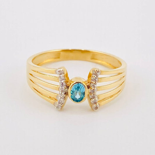 Anillo Lyra Puente Estrellas 3gr / T8 / Oro Amarillo 18K