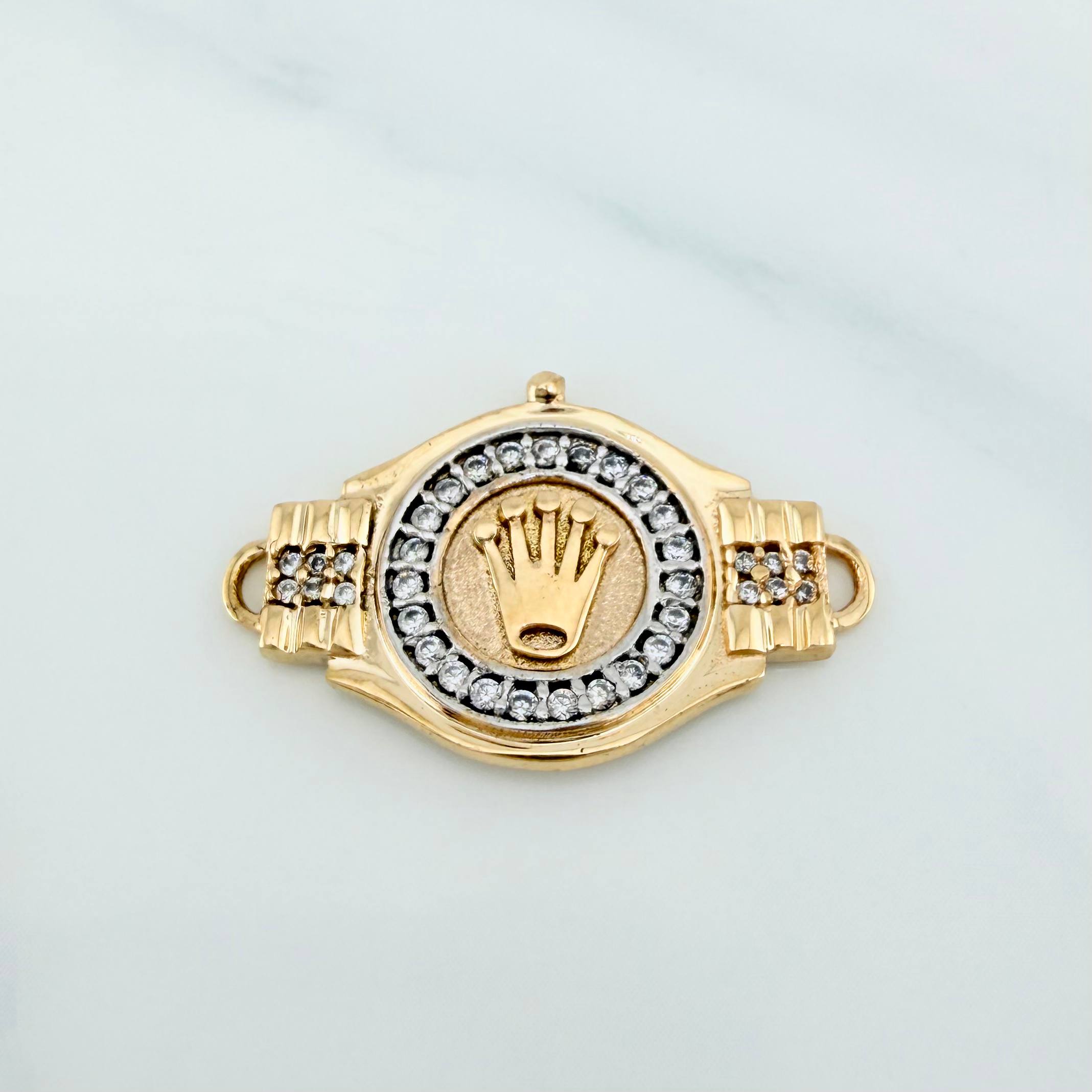 Herraje Corona 3.2 g / 2.7 cm Dos Oros Amarillo Blanco 18K