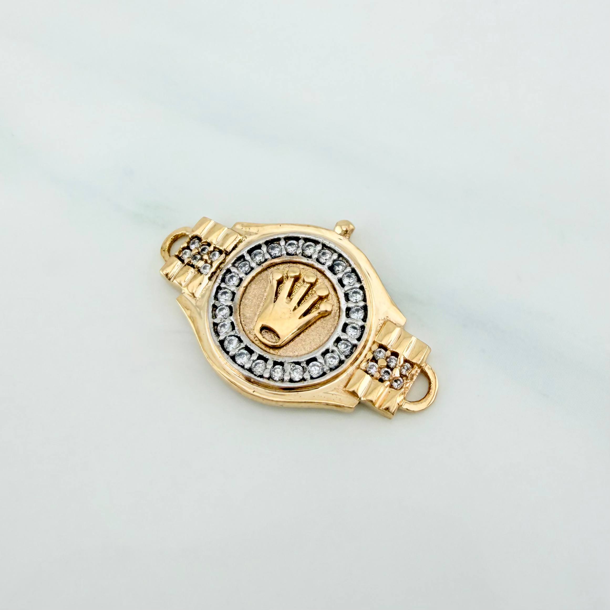 Herraje Corona 3.2 g / 2.7 cm Dos Oros Amarillo Blanco 18K