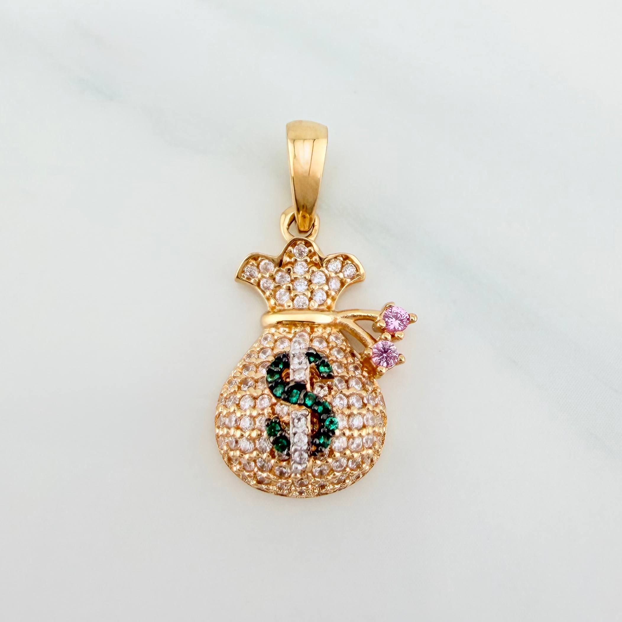 Dije Bolsa De Dinero 2.65 g / 2.5 cm Tres Oros 18K