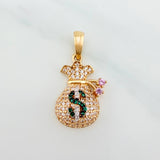 Dije Bolsa De Dinero 2.65 g / 2.5 cm Tres Oros 18K