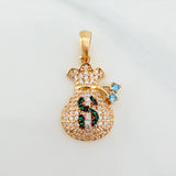 Dije Bolsa De Dinero 2.6 g / 2.5 cm Tres Oros 18K