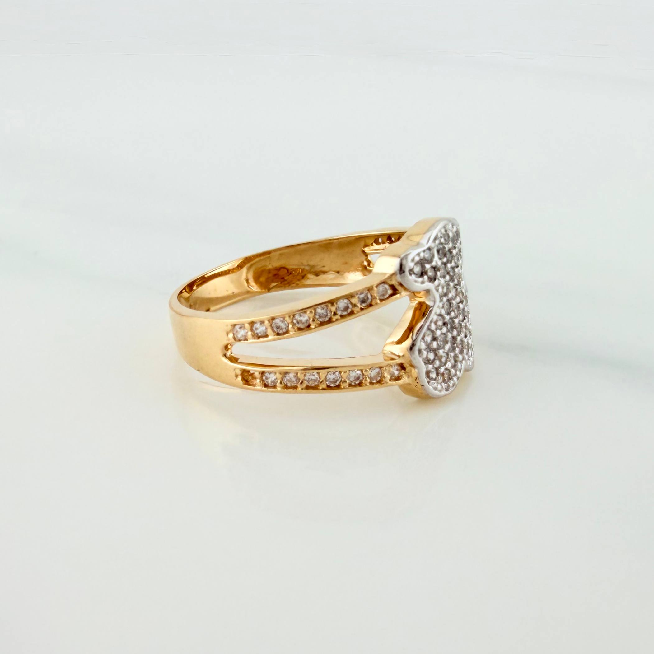 Anillo Oso Ts 3.4 g / T6 1/2 Dos Oros Amarillo Blanco 18K