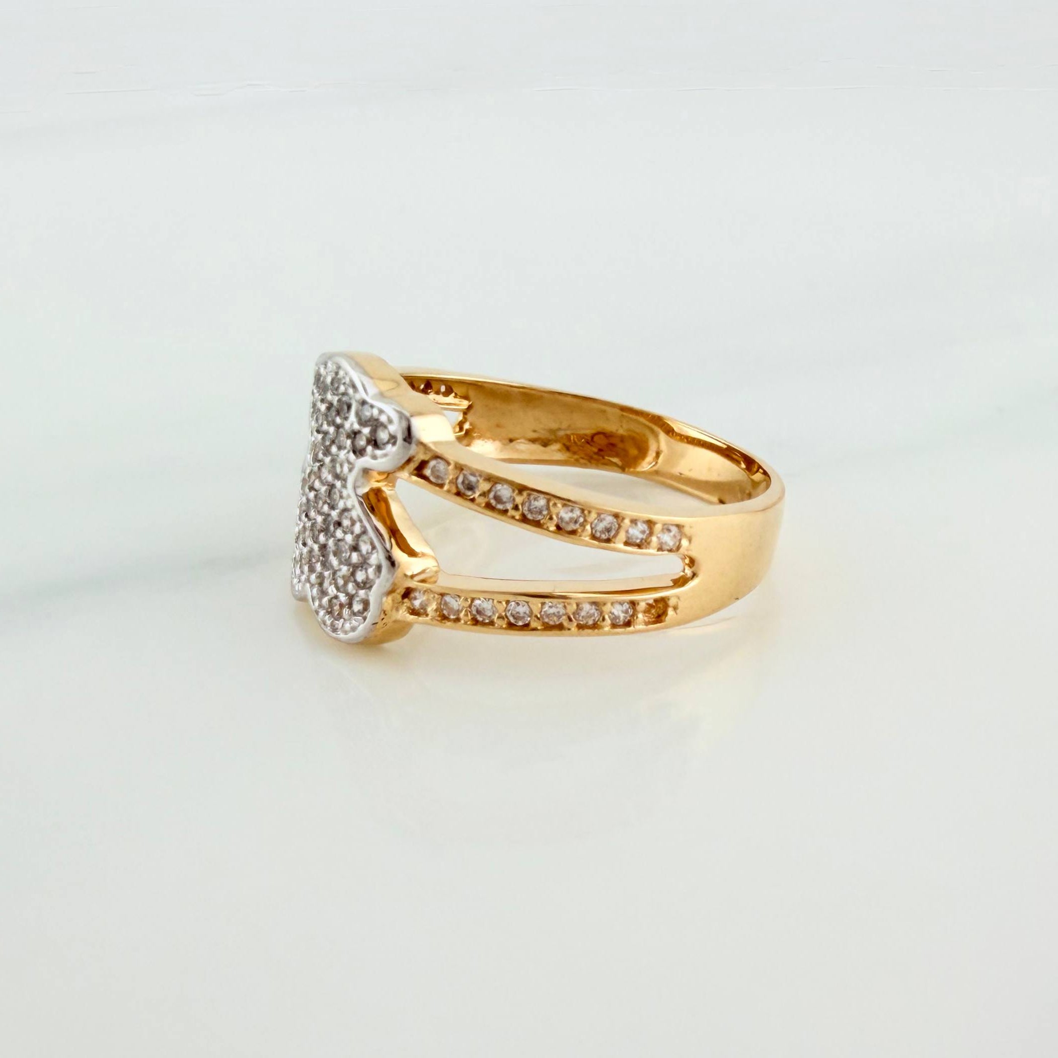 Anillo Oso Ts 3.4 g / T6 1/2 Dos Oros Amarillo Blanco 18K