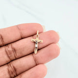 Dije Placa Cruz Cristo Milagroso De Buga 2.6 g / 2.2 cm Tres Oros 18K