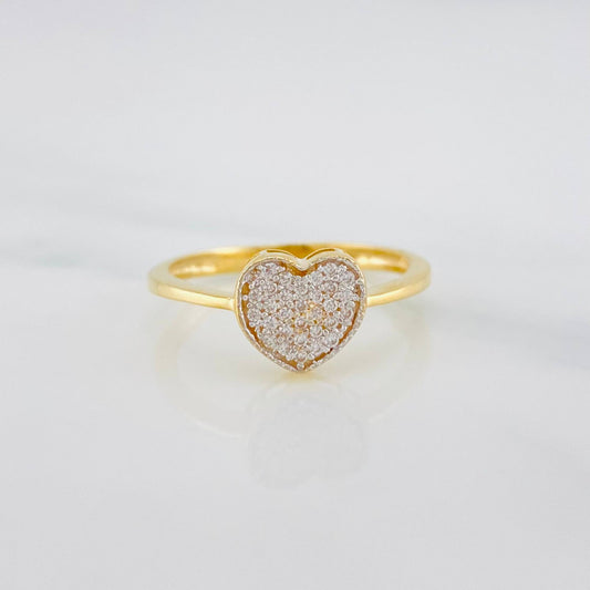 Anillo Corazón 2 g / T7 1/4 Dos Oros Amarillo Blanco 18K