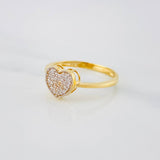 Anillo Corazón 2 g / T7 1/4 Dos Oros Amarillo Blanco 18K