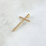 Dije Cruz Punteada 0.7gr / 2.3cm / Circones Lila Oro Amarillo 18K ©