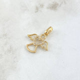 Dije Angel Silueta Corazon 1.6gr / 2.2cm / Circones Blancos Oro Amarillo 18K ©