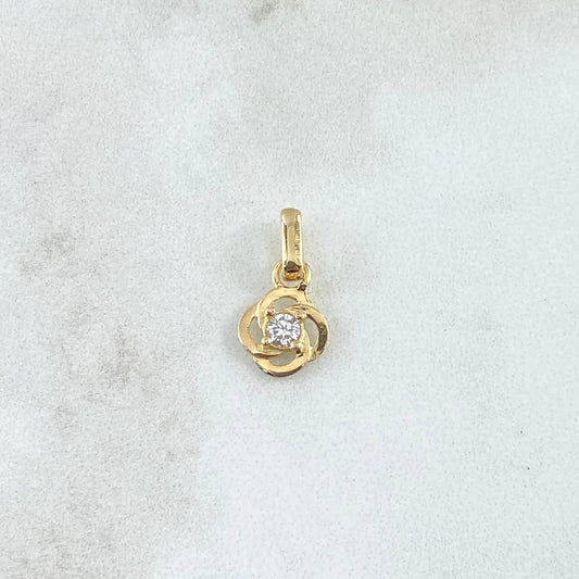 Dije  Flor Elipse 0.95gr / 1.3cm / Circon Blanco Oro Amarillo 18K *