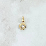 Dije  Flor Elipse 0.95gr / 1.3cm / Circon Blanco Oro Amarillo 18K *