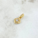Dije  Flor Elipse 0.95gr / 1.3cm / Circon Blanco Oro Amarillo 18K *