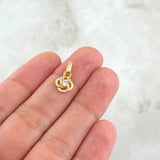 Dije  Flor Elipse 0.95gr / 1.3cm / Circon Blanco Oro Amarillo 18K *