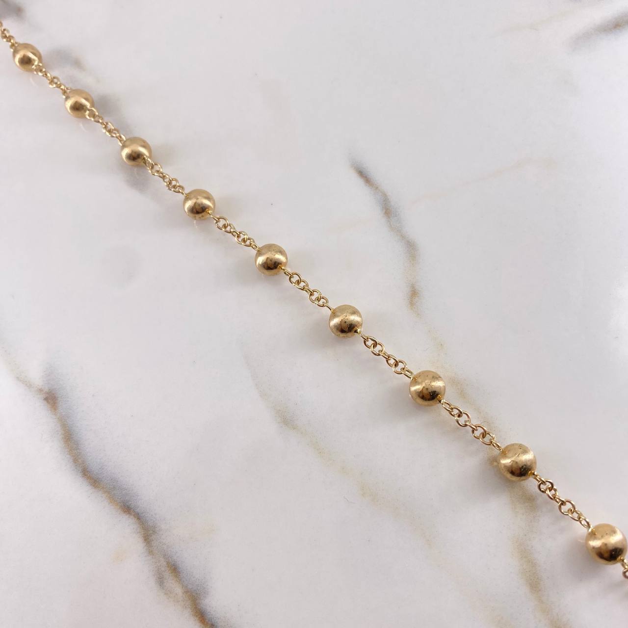 Tobillera Denario 7.05gr / 25cm / 6mm Bolas Lisas Oro Amarillo 18K &