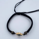 Pulsera Negra Trebol 1.3gr / 6mm Neoros 1 Raya Negros Electroestatico Negro Oro Amarillo 18K &