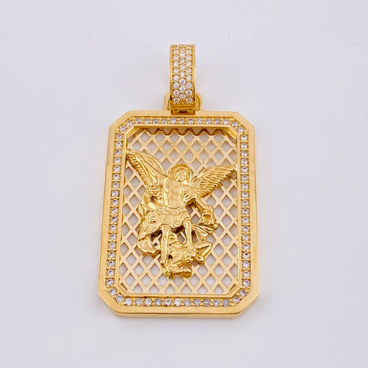 Dije Placa Enmayada San Miguel 20.35 g / 5.7 cm Oro Amarillo 18K