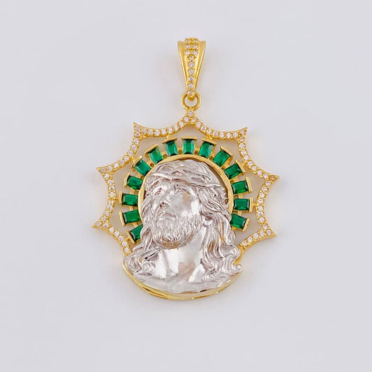 Dije Rostro Cristo 9.8 g / 4.7 cm Dos Oros Amarillo Blanco 18K