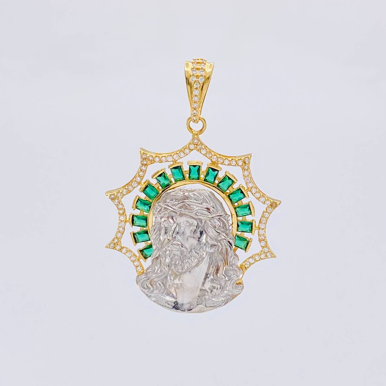 Dije Rostro Cristo 9.8 g / 4.7 cm Dos Oros Amarillo Blanco 18K