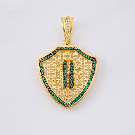 Dije Escudo Signo Dolar 7.45 g / 4.2 cm Oro Amarillo 18K