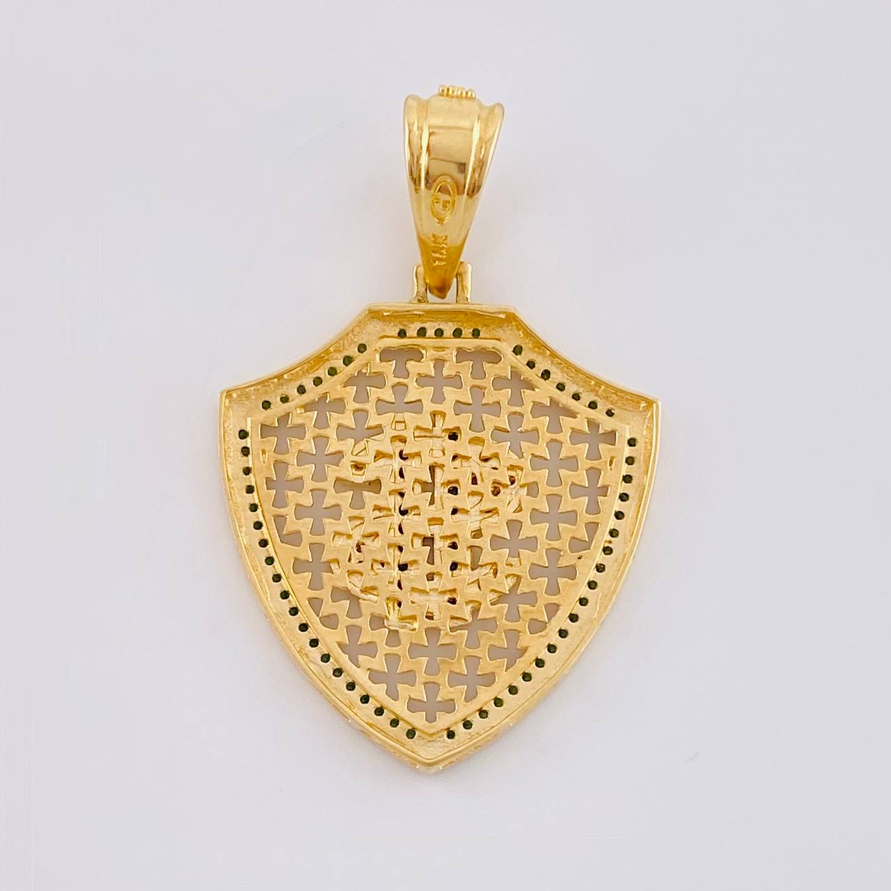 Dije Escudo Signo Dolar 7.45 g / 4.2 cm Oro Amarillo 18K