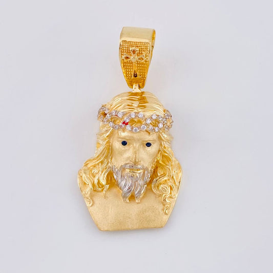 Dije Rostro Cristo 9.6 g / 4 cm Dos Oros Amarillo Blanco 18K