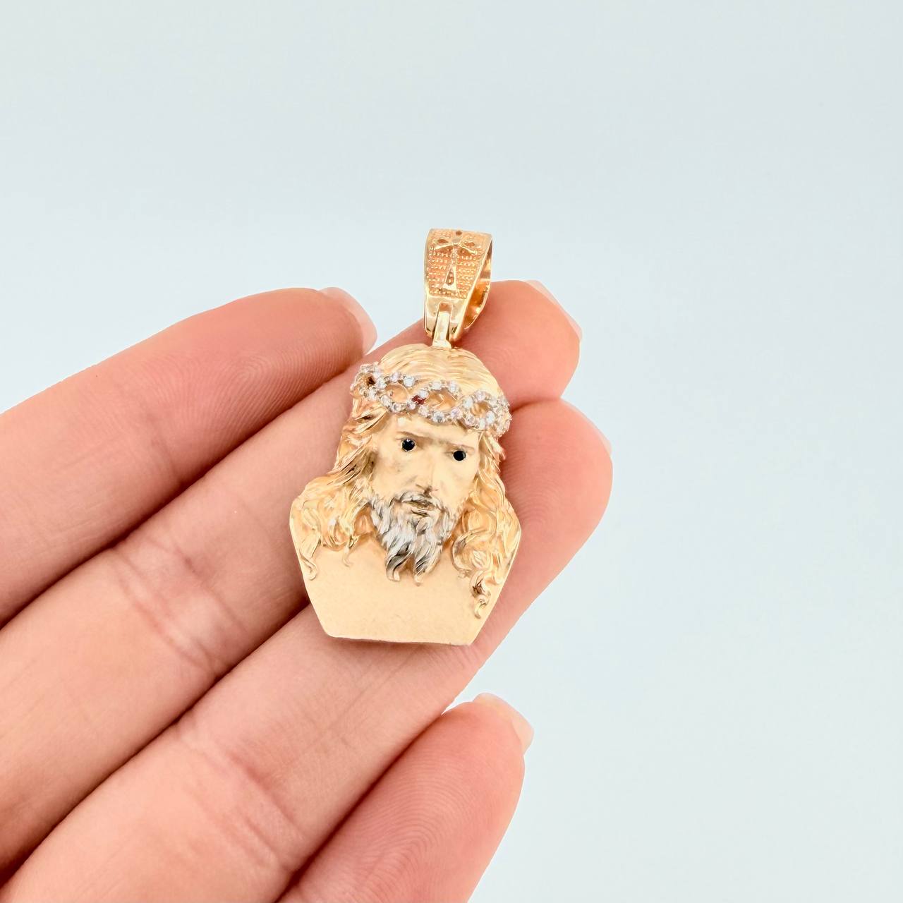 Dije Rostro Cristo 9.6 g / 4 cm Dos Oros Amarillo Blanco 18K