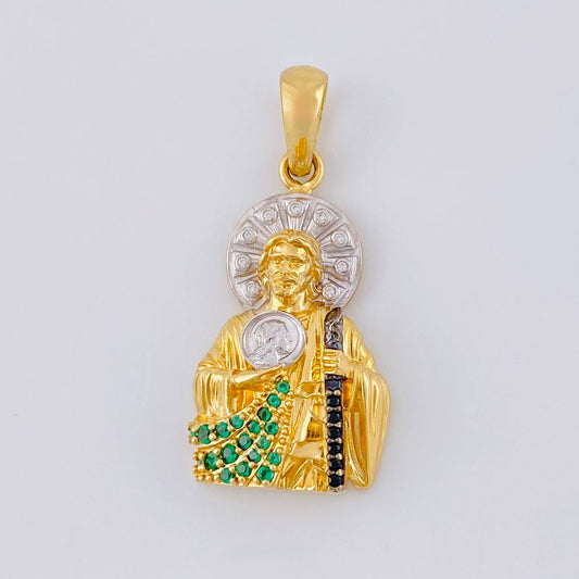 Dije San Judas Tadeo 5.85 g / 3.4 cm Dos Oros Amarillo Blanco 18K