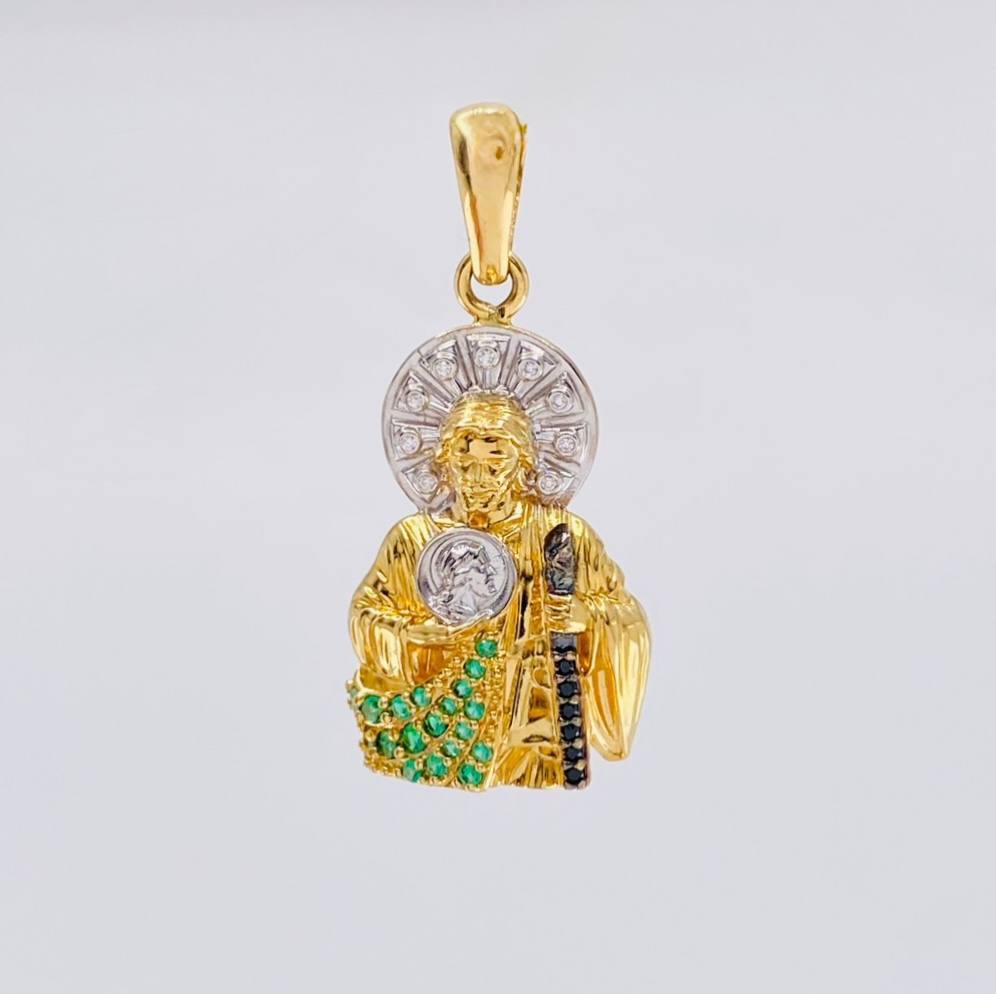Dije San Judas Tadeo 5.85 g / 3.4 cm Dos Oros Amarillo Blanco 18K