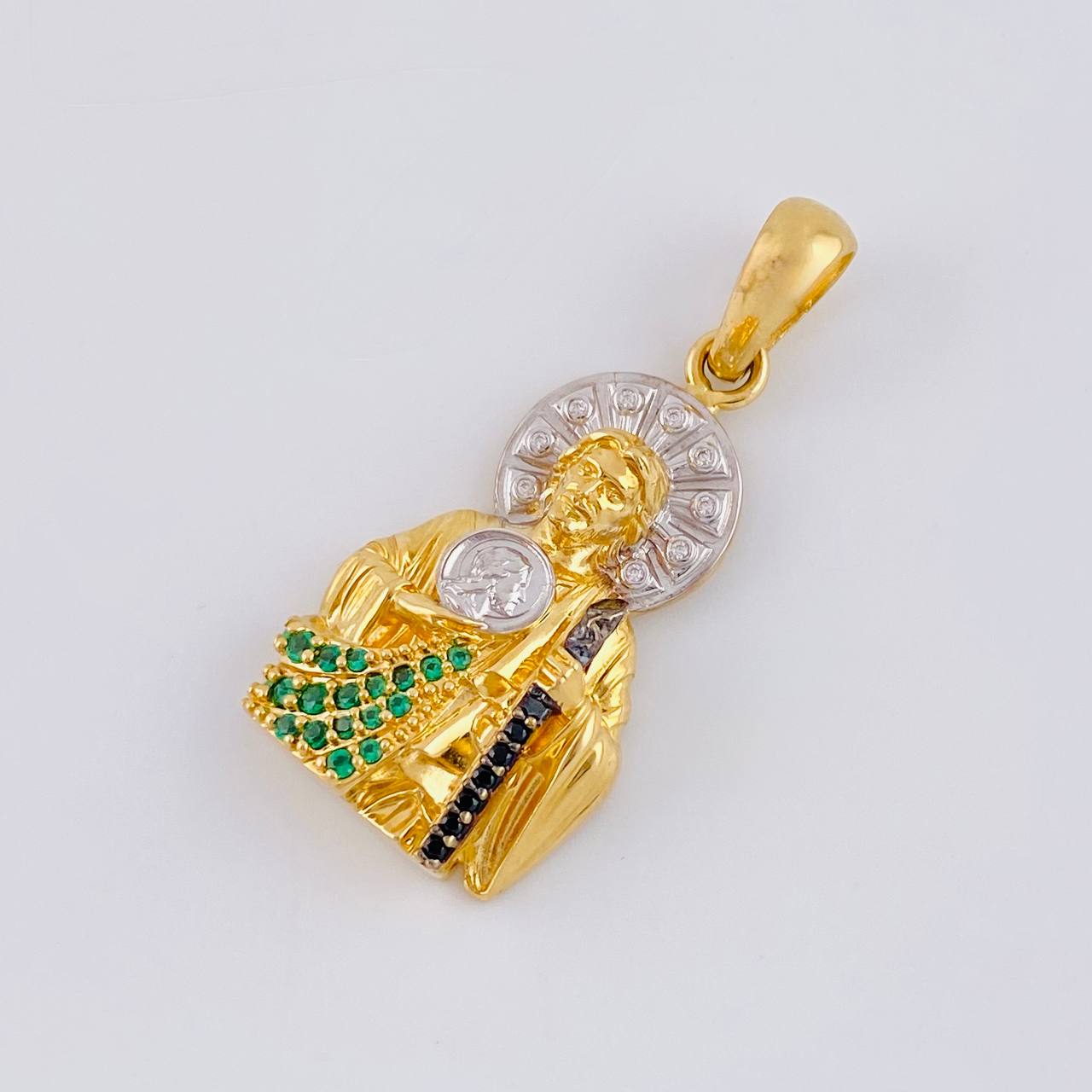 Dije San Judas Tadeo 5.85 g / 3.4 cm Dos Oros Amarillo Blanco 18K